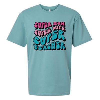 Womens Super Mom Mothers Day Cool Teacher Life Mama Momma Sueded Cloud Jersey T-Shirt