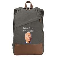 Who Shit My Pants Funny Anti Joe Biden Cotton Canvas Backpack