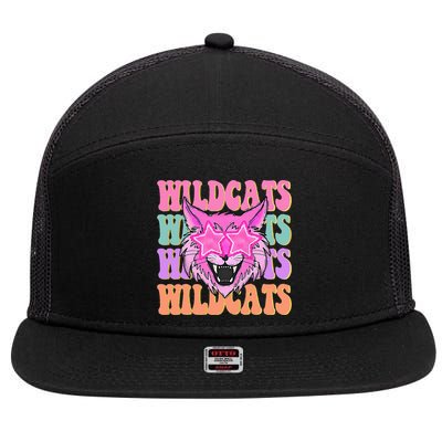 Wildcats School Mascot Sport Mom Wildcats 7 Panel Mesh Trucker Snapback Hat