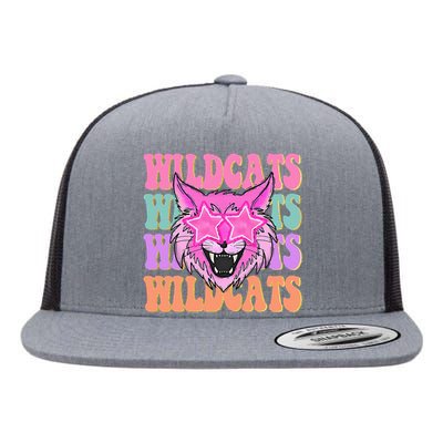 Wildcats School Mascot Sport Mom Wildcats Flat Bill Trucker Hat