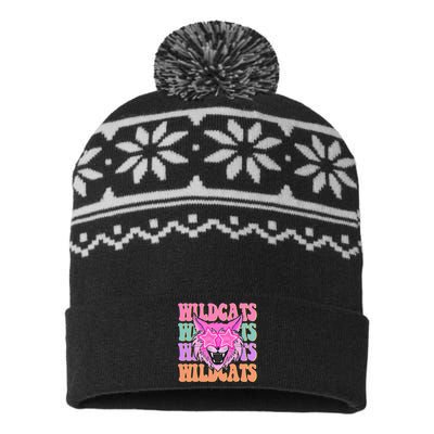 Wildcats School Mascot Sport Mom Wildcats USA-Made Snowflake Beanie