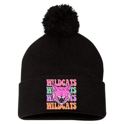 Wildcats School Mascot Sport Mom Wildcats Pom Pom 12in Knit Beanie