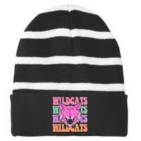 Wildcats School Mascot Sport Mom Wildcats Striped Beanie with Solid Band