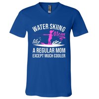 Water Skiing Mom Like A Regular Mom Gift Vintage Water Ski Gift V-Neck T-Shirt