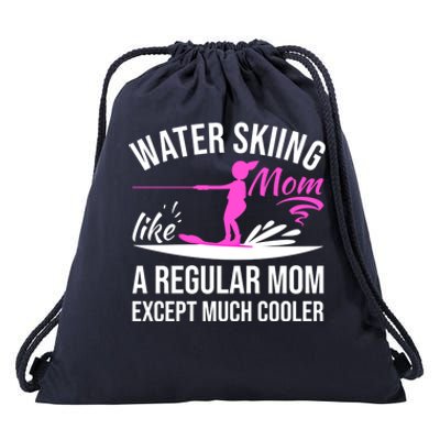 Water Skiing Mom Like A Regular Mom Gift Vintage Water Ski Gift Drawstring Bag