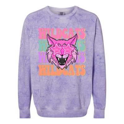 Wildcats School Mascot Colorblast Crewneck Sweatshirt