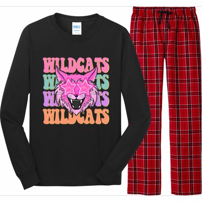 Wildcats School Mascot Long Sleeve Pajama Set