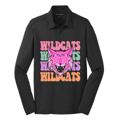 Wildcats School Mascot Silk Touch Performance Long Sleeve Polo