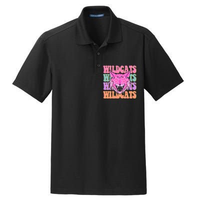 Wildcats School Mascot Dry Zone Grid Polo