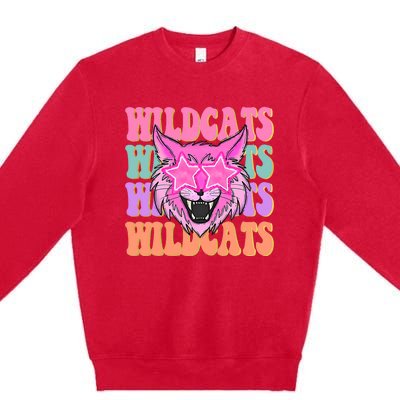 Wildcats School Mascot Premium Crewneck Sweatshirt