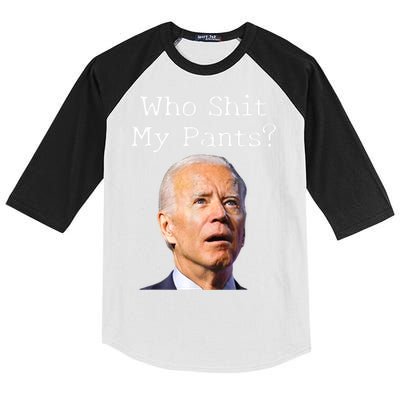 Who Shit My Pants Funny Anti Joe Biden Kids Colorblock Raglan Jersey