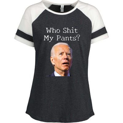 Who Shit My Pants Funny Anti Joe Biden Enza Ladies Jersey Colorblock Tee