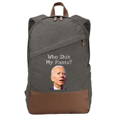 Who Shit My Pants Funny Anti Joe Biden Cotton Canvas Backpack