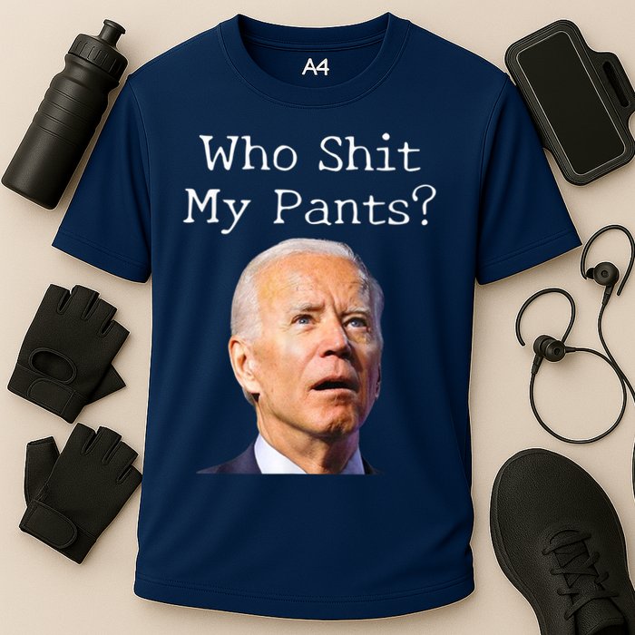 Who Shit My Pants Funny Anti Joe Biden Cooling Performance Crew T-Shirt