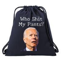 Who Shit My Pants Funny Anti Joe Biden Drawstring Bag