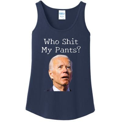 Who Shit My Pants Funny Anti Joe Biden Ladies Essential Tank