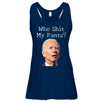 Who Shit My Pants Funny Anti Joe Biden Ladies Essential Flowy Tank