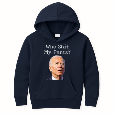 Who Shit My Pants Funny Anti Joe Biden Kids Hoodie