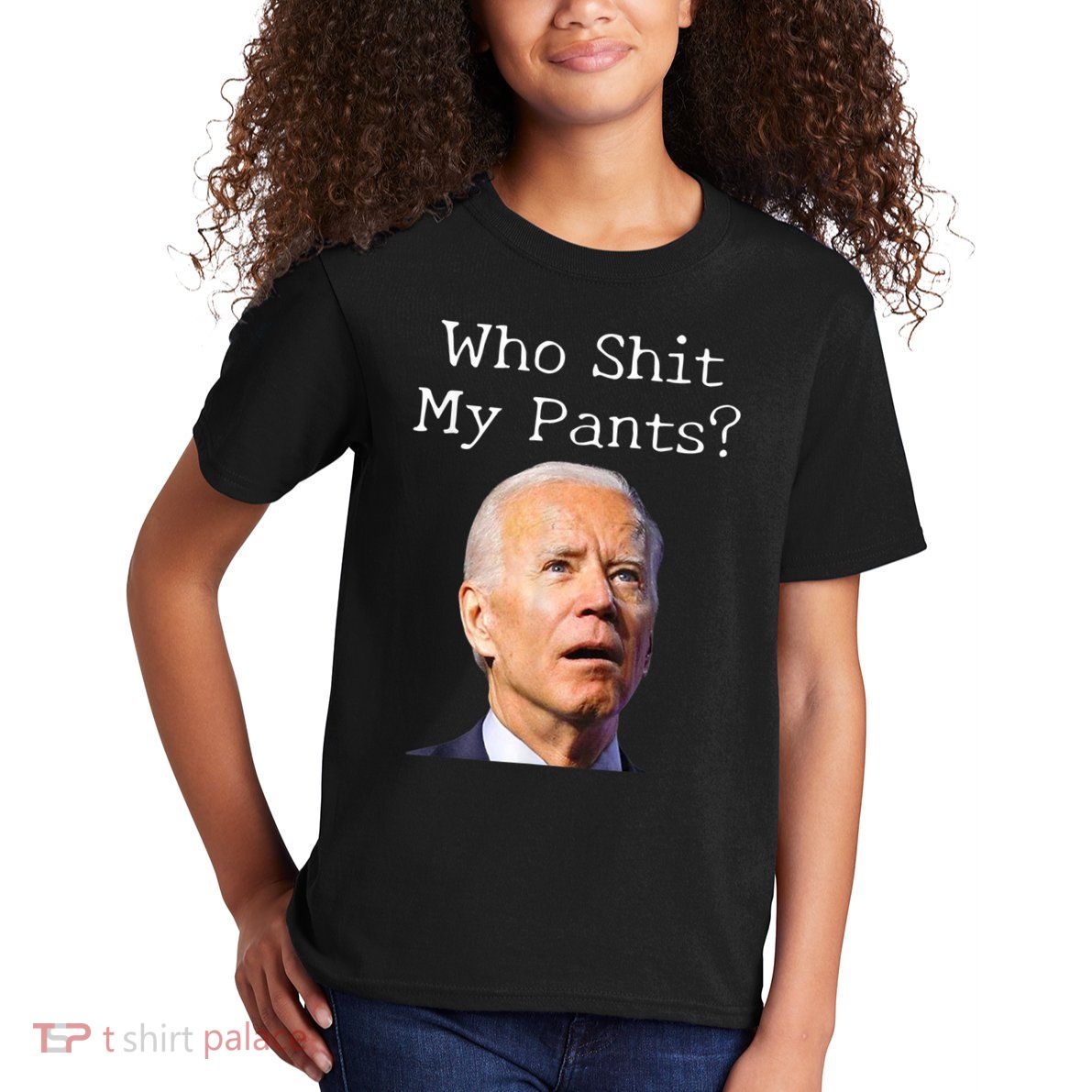 Who Shit My Pants Funny Anti Joe Biden Kids T-Shirt