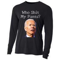 Who Shit My Pants Funny Anti Joe Biden Cooling Performance Long Sleeve Crew