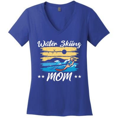 Water Skiing Mom Waterskiing Water Skiing Mothers Day Gift Women's V-Neck T-Shirt