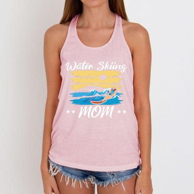 Water Skiing Mom Waterskiing Water Skiing Mothers Day Gift Women's Knotted Racerback Tank