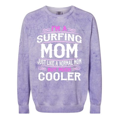 Wo Surfing Mom Cute Sporting Mom Gift Colorblast Crewneck Sweatshirt