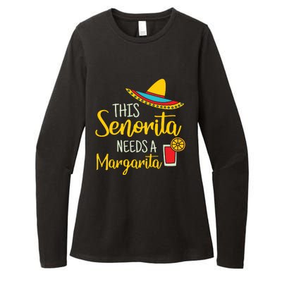 Womens Senorita Margarita Mexican Fiesta Funny Cinco De Mayo Womens CVC Long Sleeve Shirt