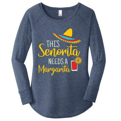 Womens Senorita Margarita Mexican Fiesta Funny Cinco De Mayo Women's Perfect Tri Tunic Long Sleeve Shirt