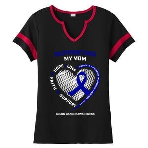 Wo Support Mom Colon Cancer Awareness Products Gift Ladies Halftime Notch Neck Tee