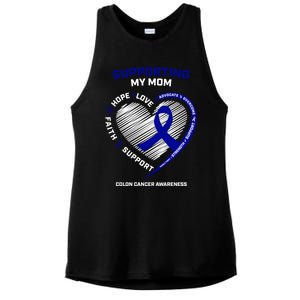 Wo Support Mom Colon Cancer Awareness Products Gift Ladies PosiCharge Tri-Blend Wicking Tank