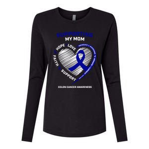 Wo Support Mom Colon Cancer Awareness Products Gift Womens Cotton Relaxed Long Sleeve T-Shirt