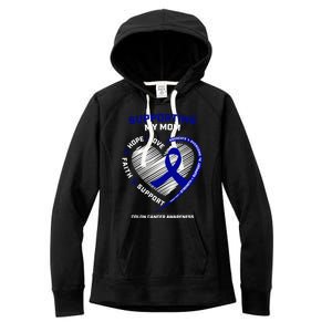 Wo Support Mom Colon Cancer Awareness Products Gift Women's Fleece Hoodie