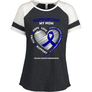 Wo Support Mom Colon Cancer Awareness Products Gift Enza Ladies Jersey Colorblock Tee