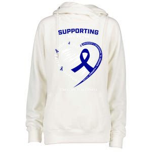 Wo Support Mom Colon Cancer Awareness Products Gift Womens Funnel Neck Pullover Hood