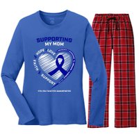 Wo Support Mom Colon Cancer Awareness Products Gift Women's Long Sleeve Flannel Pajama Set 