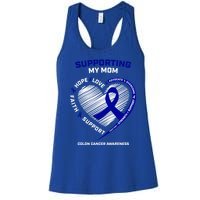 Wo Support Mom Colon Cancer Awareness Products Gift Women's Racerback Tank