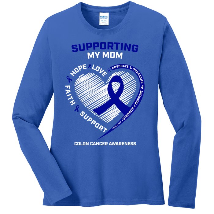 Wo Support Mom Colon Cancer Awareness Products Gift Ladies Long Sleeve Shirt