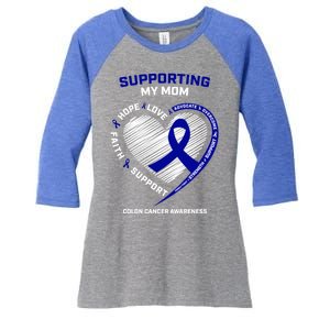 Wo Support Mom Colon Cancer Awareness Products Gift Women's Tri-Blend 3/4-Sleeve Raglan Shirt