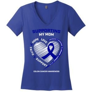 Wo Support Mom Colon Cancer Awareness Products Gift Women's V-Neck T-Shirt