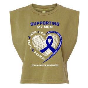 Wo Support Mom Colon Cancer Awareness Products Gift Garment-Dyed Women's Muscle Tee