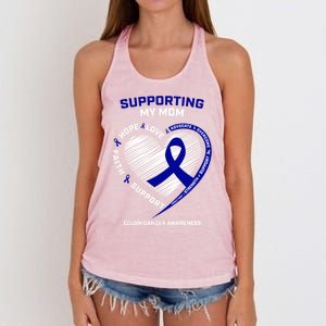 Wo Support Mom Colon Cancer Awareness Products Gift Women's Knotted Racerback Tank