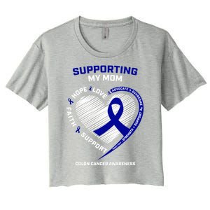 Wo Support Mom Colon Cancer Awareness Products Gift Women's Crop Top Tee