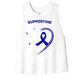 Wo Support Mom Colon Cancer Awareness Products Gift Women's Racerback Cropped Tank