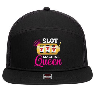 Womens Slot Machine Queen Funny Casino Gambling 7 Panel Mesh Trucker Snapback Hat