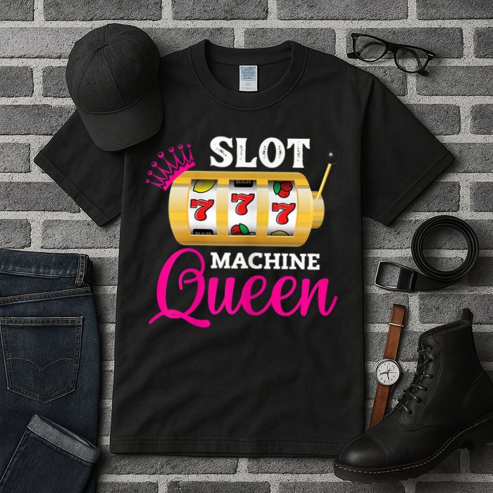 Womens Slot Machine Queen Funny Casino Gambling Tall T-Shirt