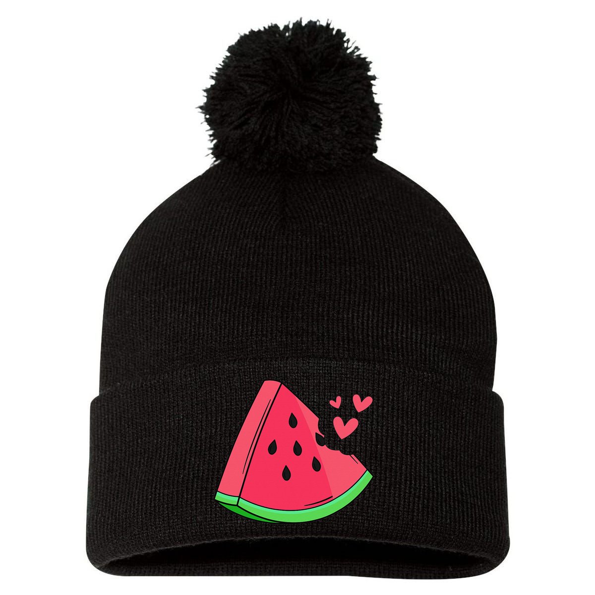 Watermelon Slice Melon Summer Vacation Season Fruit Lovers Pom Pom 12in Knit Beanie
