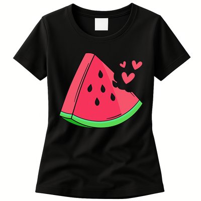 Watermelon Slice Melon Summer Vacation Season Fruit Lovers Womens T-Shirt
