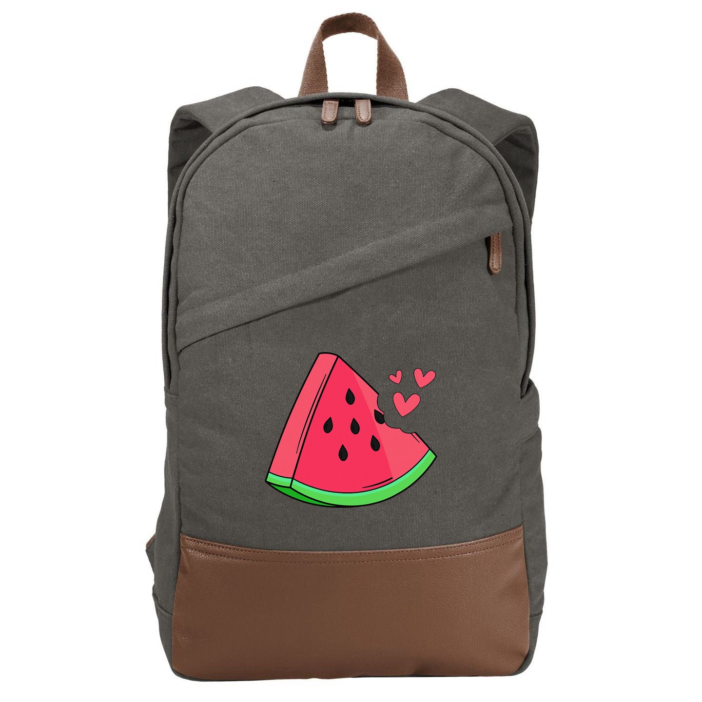 Watermelon Slice Melon Summer Vacation Season Fruit Lovers Cotton Canvas Backpack