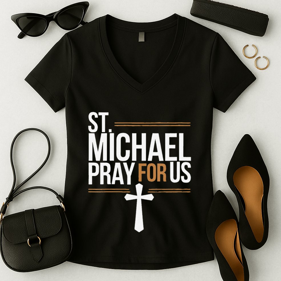 Women St. Michael Patronage Catholic Confirmation Gift Women's V-Neck T-Shirt